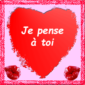 Gif animé je pense à toi coeur bisou